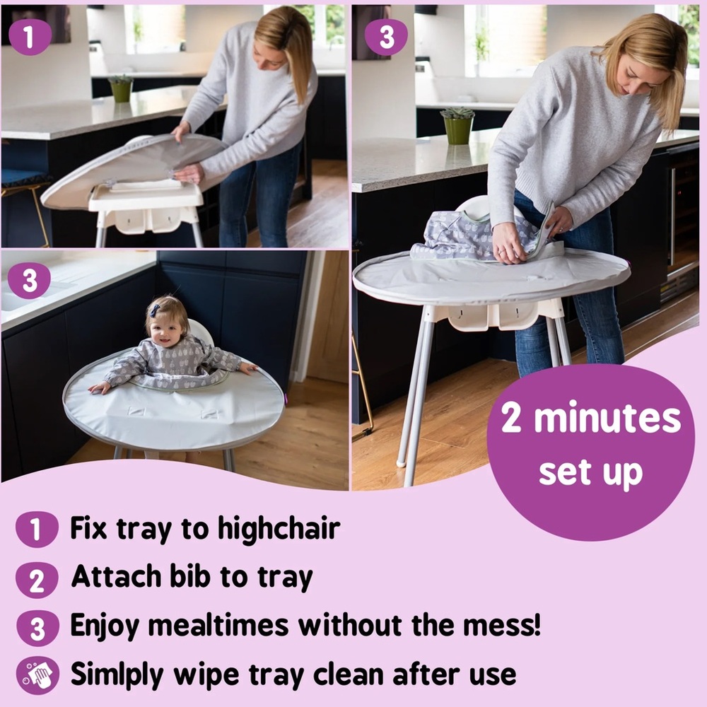 Tidy Tot Bib and Tray Kit in Sand Fox Bib Toddler Mealtime Easy Cleanup - Picture 9 of 16